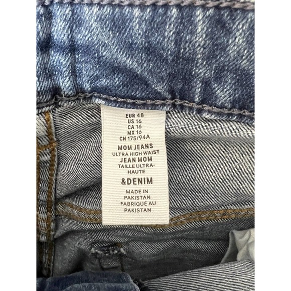 H&M Ultra High Waist Loose Fit Mom Jeans Womens Size 16 Button Fly Blue Denim - Picture 6 of 12